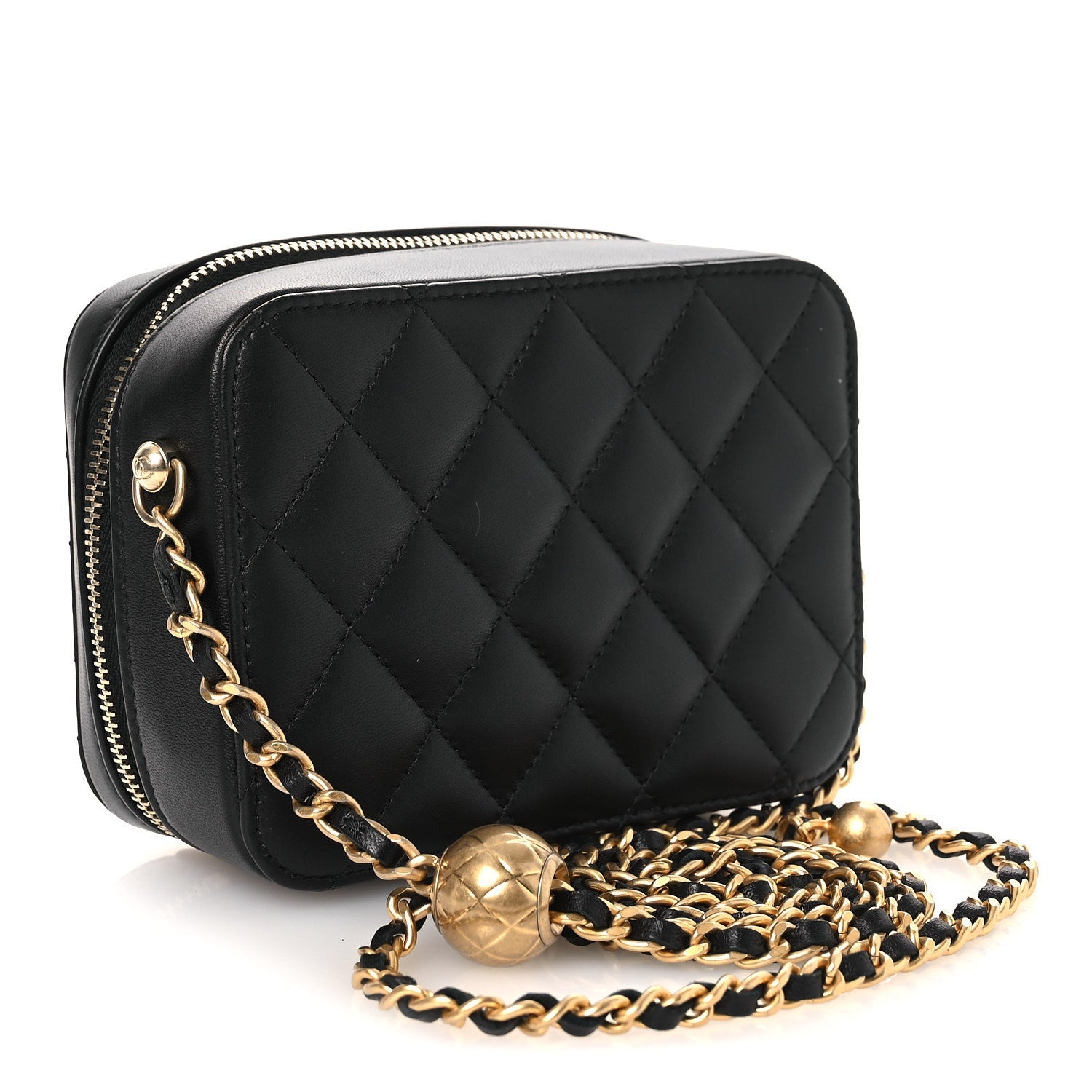 Lambskin Quilted CC Pearl Crush Camera Case Black