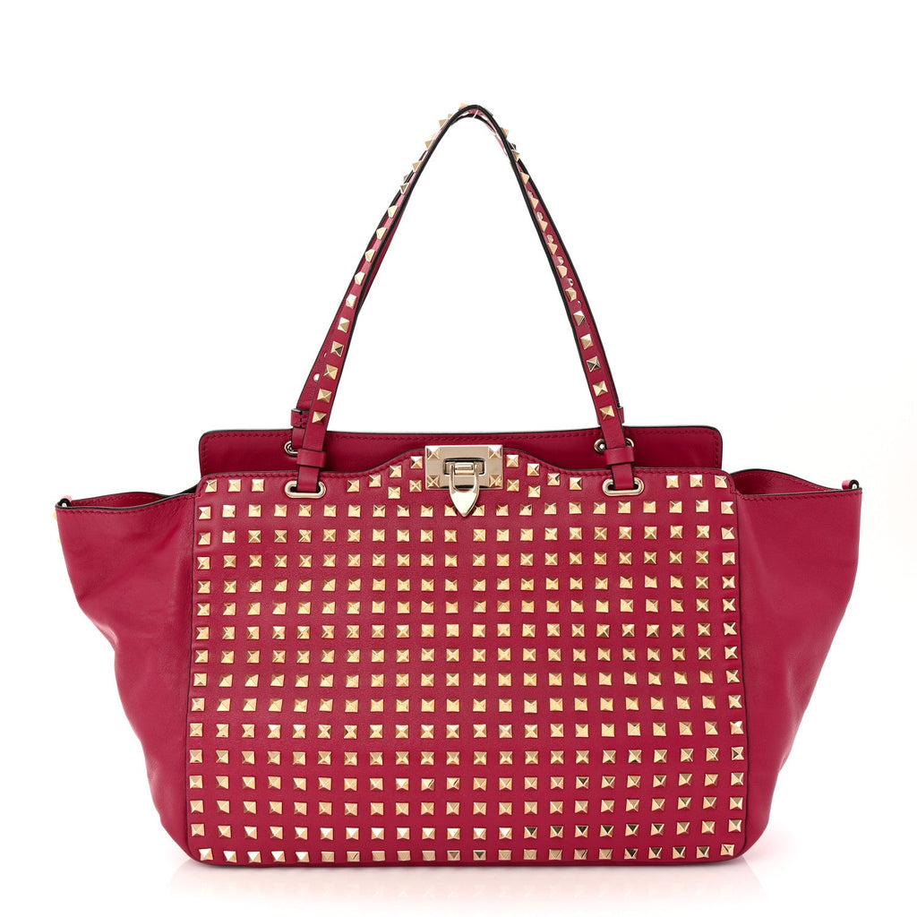 Vitello Medium Rockstud All Over Tote Cyclamin