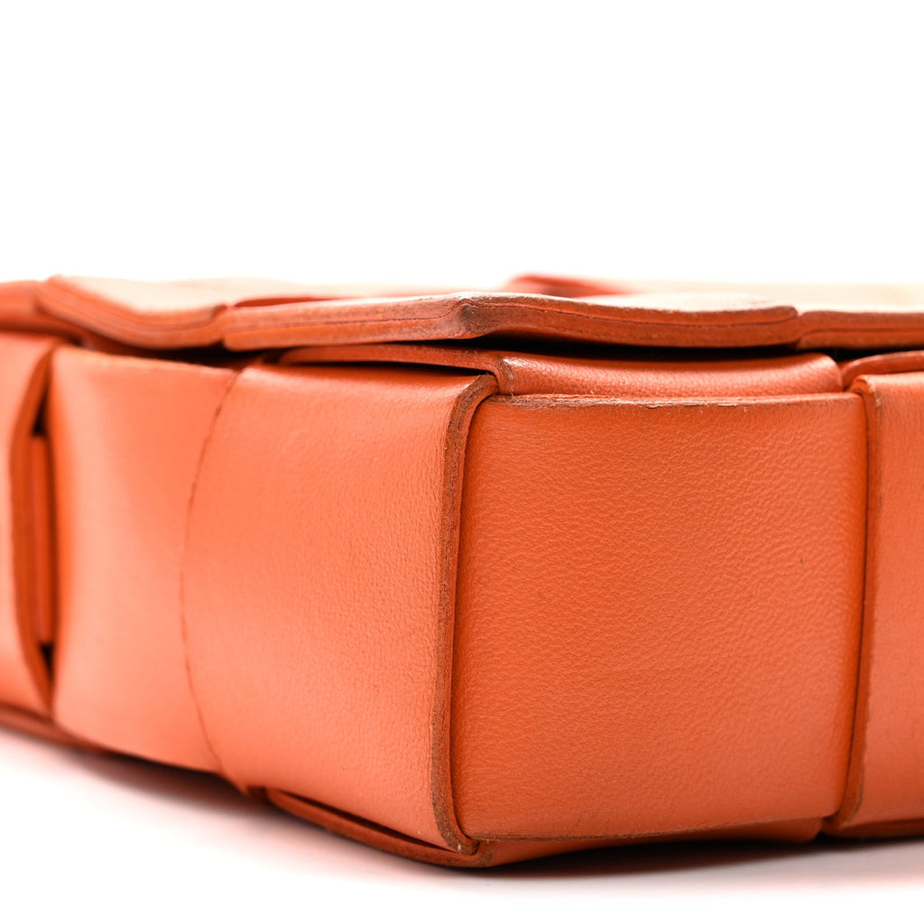 Lambskin Maxi Intrecciato Cassette Crossbody Bag Orange