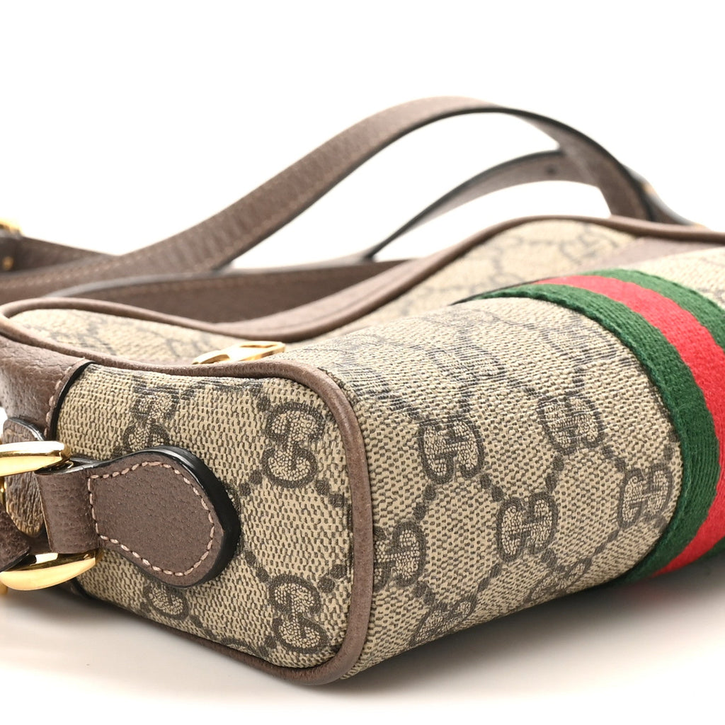 GG Supreme Monogram Web Mini Ophidia Shoulder Bag Brown