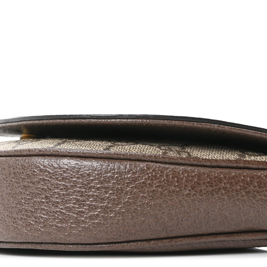 GG Supreme Monogram Textured Dollar Calfskin Web Mini Ophidia Flap Shoulder Bag Beige Ebony New Acero