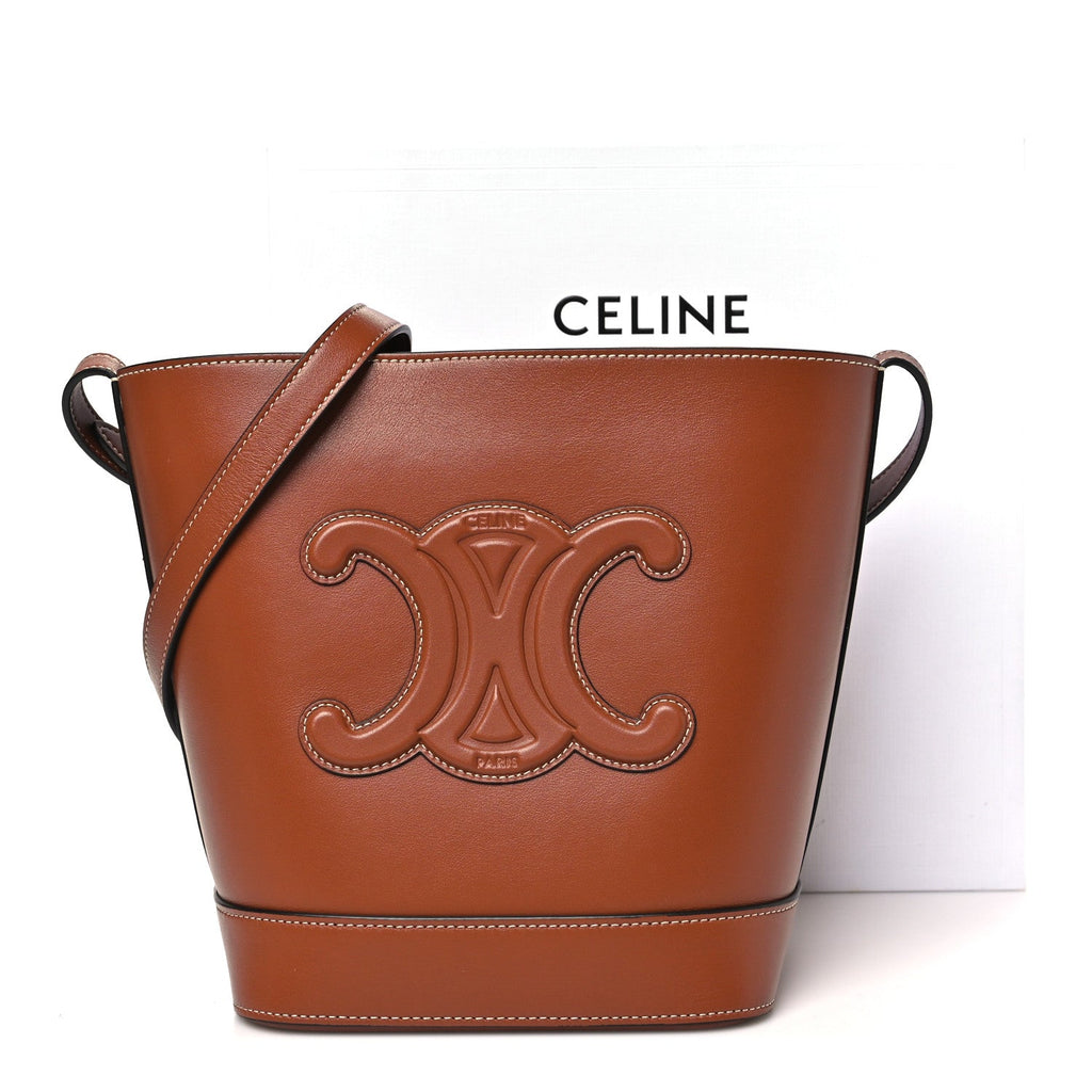 Smooth Calfskin Small Cuir Triomphe Bucket Bag Tan