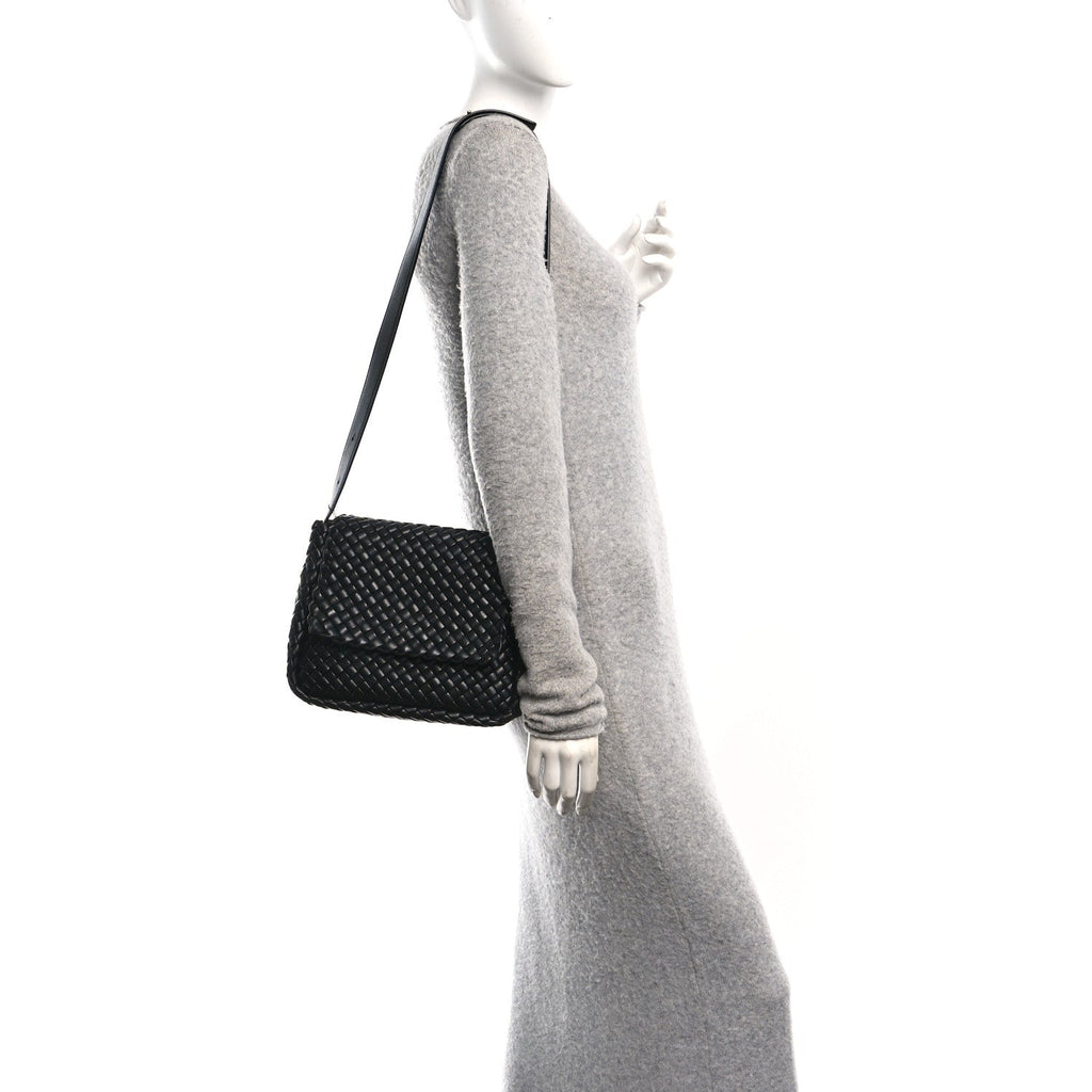 Nappa Intrecciato Small Cobble Shoulder Bag Black