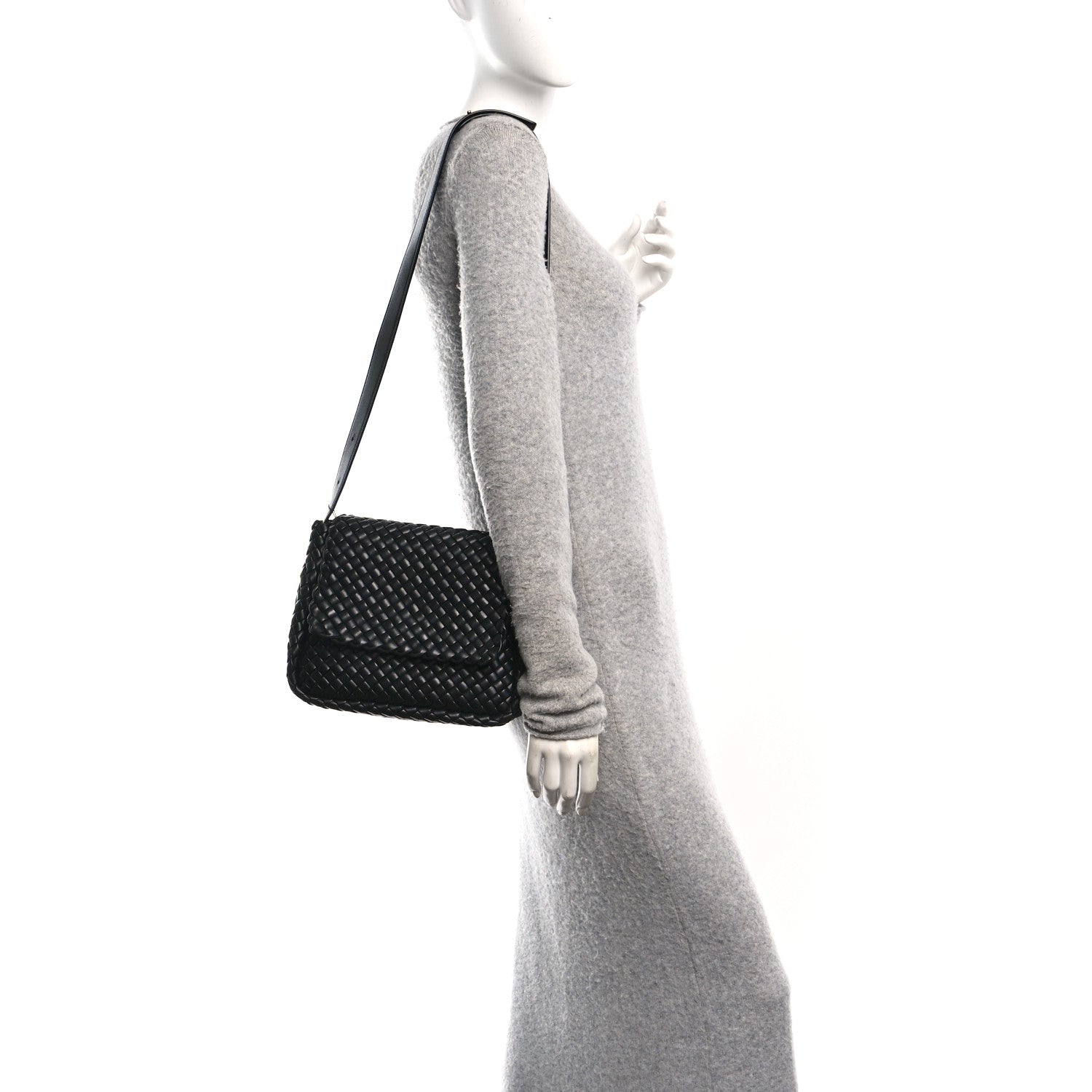 Nappa Intrecciato Small Cobble Shoulder Bag Black