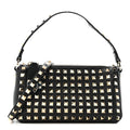 Grained Calfskin Small Rockstud All Over Crossbody Bag Black