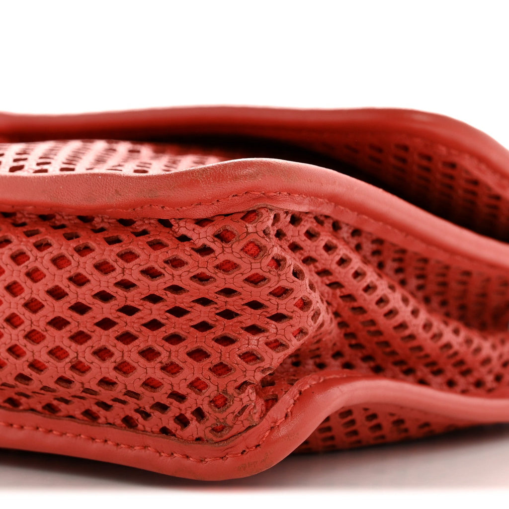 Perforated Calfskin Large Up In The Air Flap Red