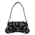 Nappa Vertical Matelasse Small Maxi Horsebit Chain Shoulder Bag Black