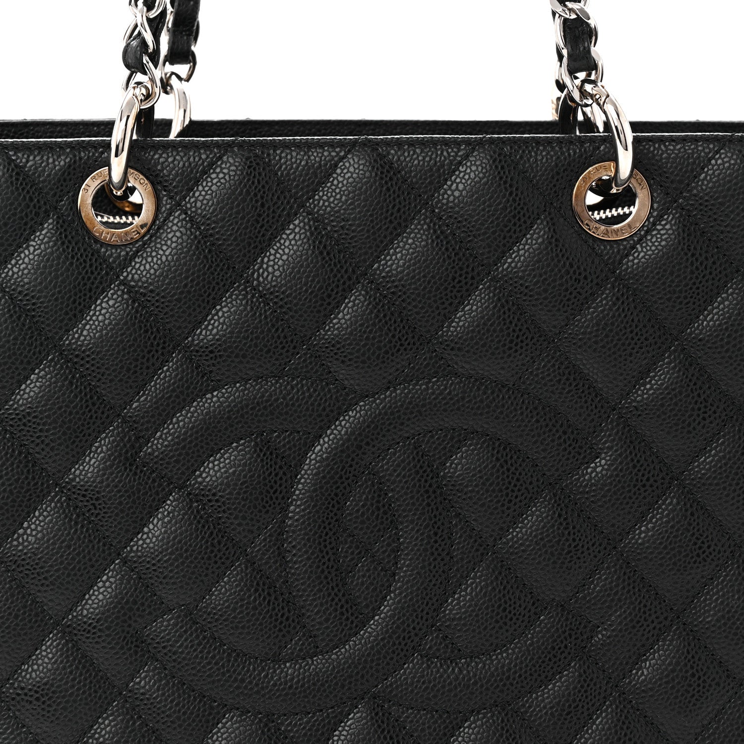 Caviar Quilted Grand Shopping Tote GST Black
