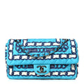 Silk Chain Printed Medium Single Flap Blue