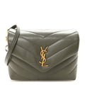 Calfskin Y Quilted Monogram Toy Loulou Crossbody Bag Grey Kaki