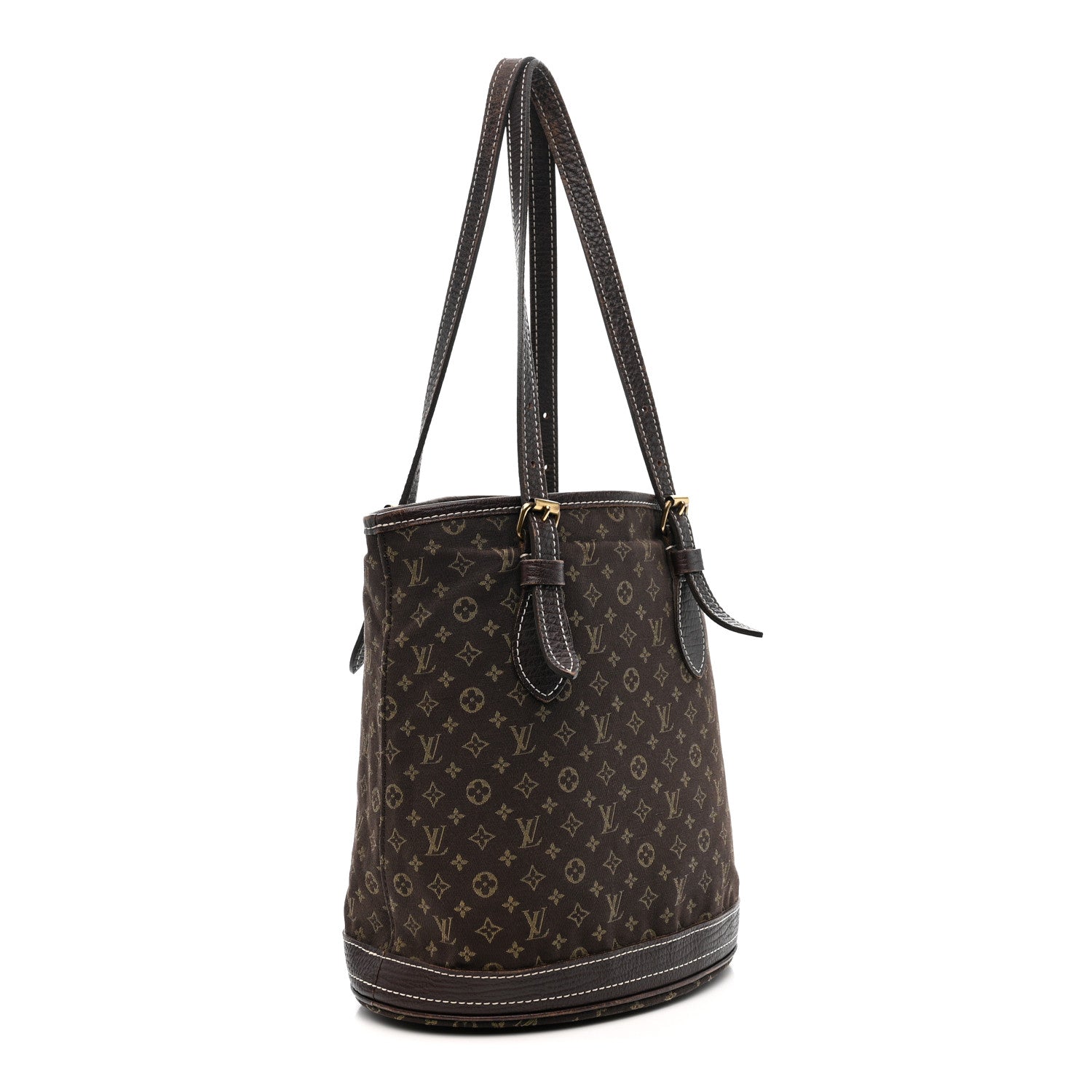 Mini Lin Monogram Bucket Bag Ebene