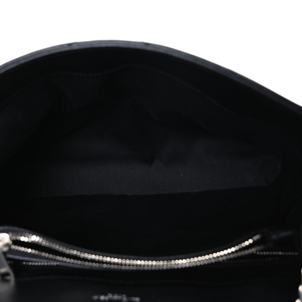 Calfskin Y Quilted Monogram Medium Loulou Chain Satchel Black
