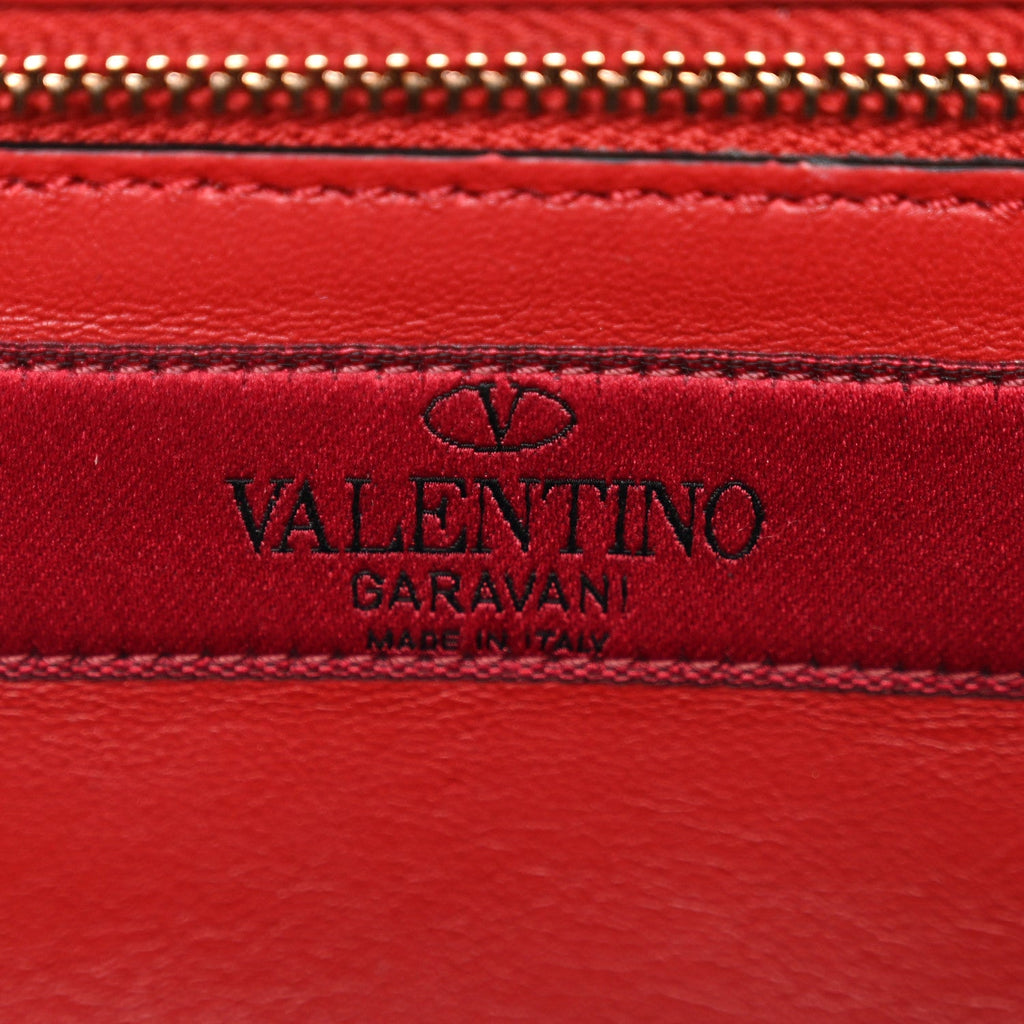 Metallic Wrinkled Lambskin Rockstud Spike Wallet on Chain Mekong