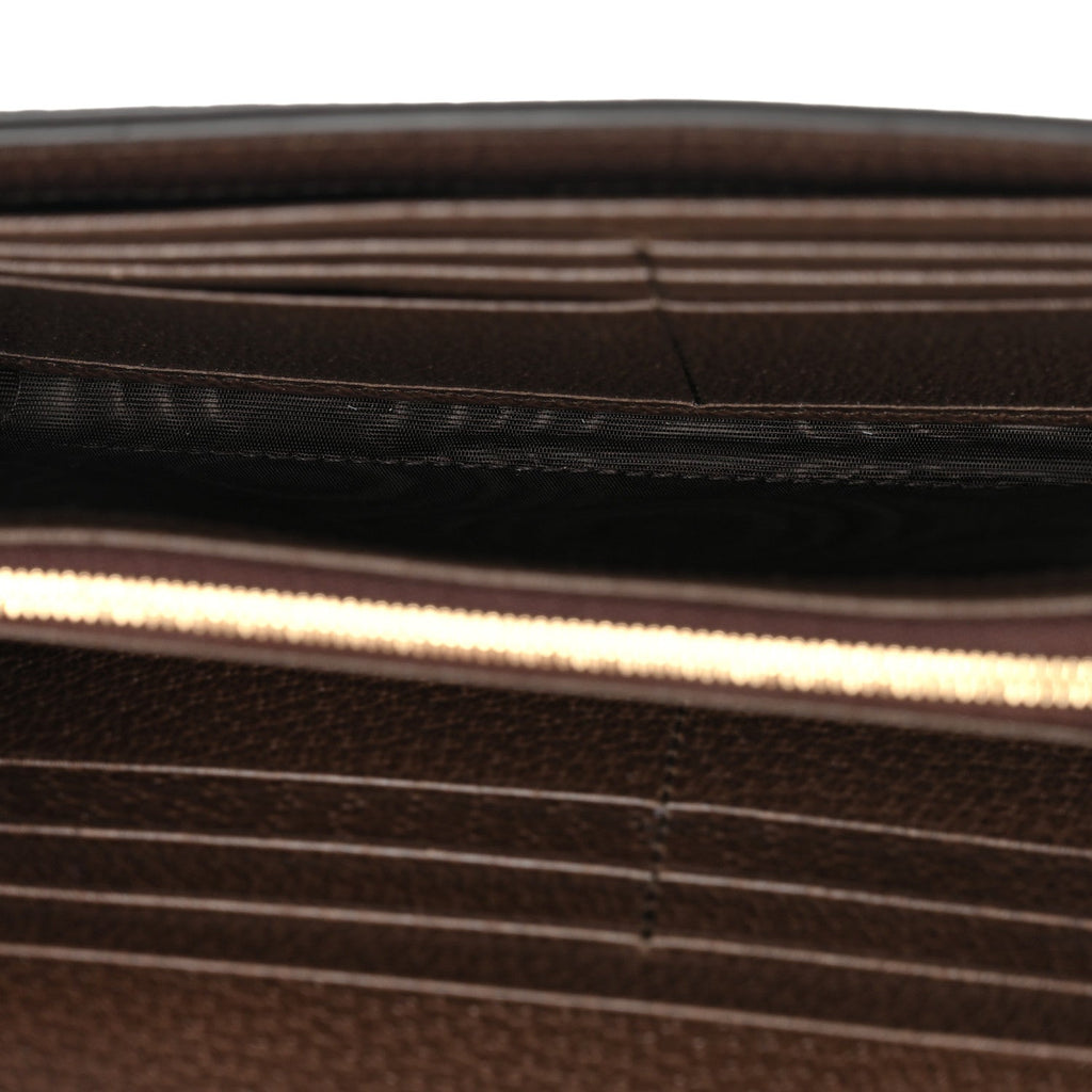 GG Supreme Monogram Textured Dollar Calfskin Blondie Continental Chain Wallet Beige Ebony New Acero