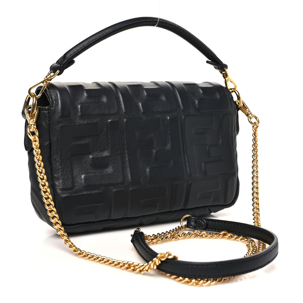 Nappa FF 1974 Embossed Mini Baguette Black