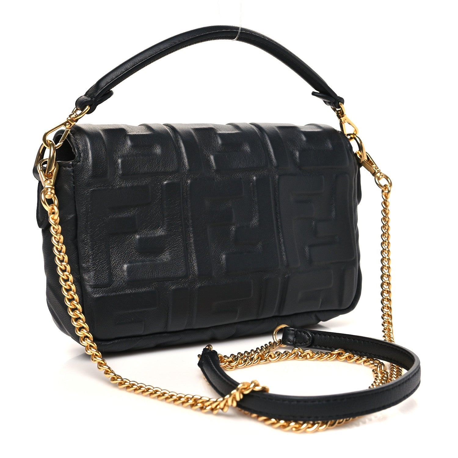Nappa FF 1974 Embossed Mini Baguette Black