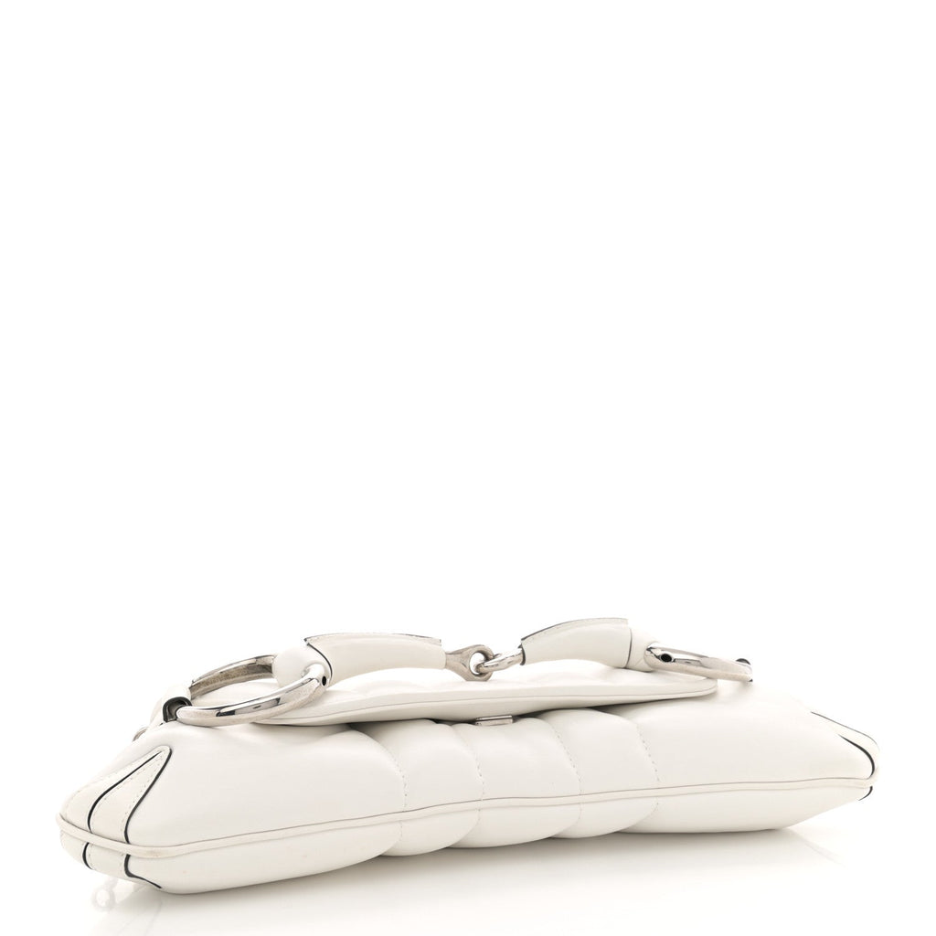 Nappa Vertical Matelasse Medium Maxi Horsebit Chain Shoulder Bag Mystic White