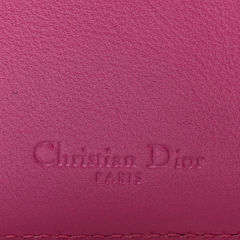 Patent Cannage Lady Dior Eden Wallet Fuchsia