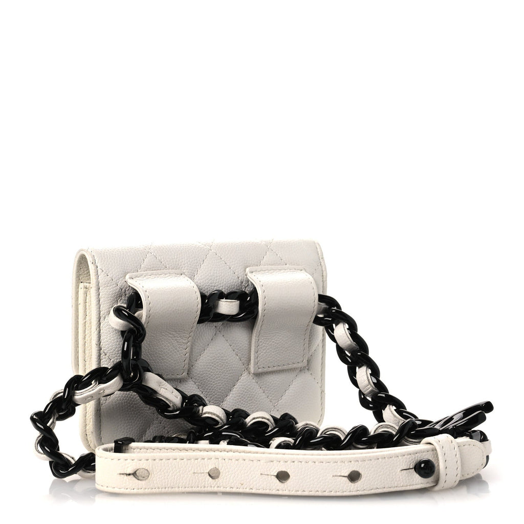 Caviar Quilted My Everything Belt Flap  Holder White