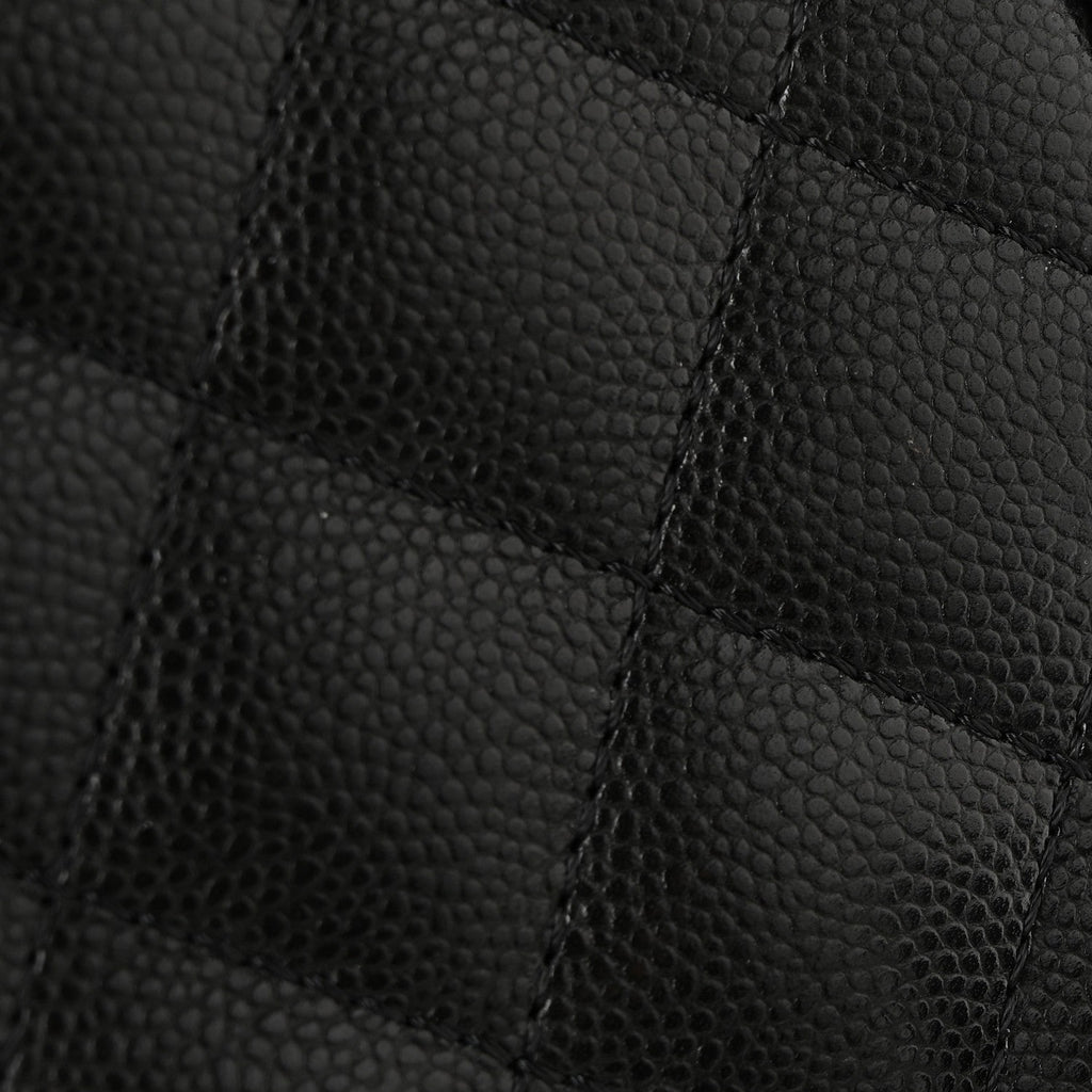 Shiny Caviar Quilted Small Duma Pockets Drawstring Backpack Black