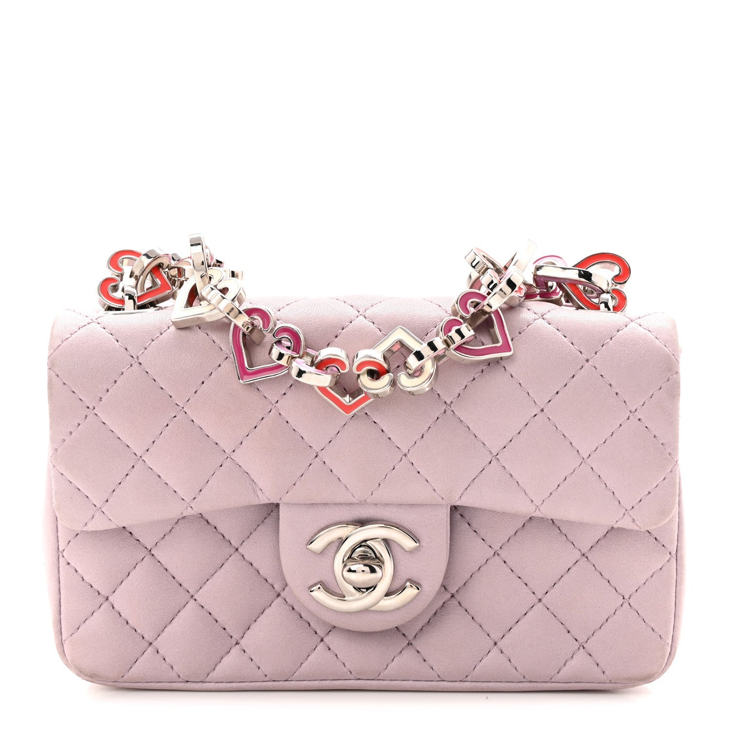 Lambskin Quilted Extra Mini Valentine Flap Lilac