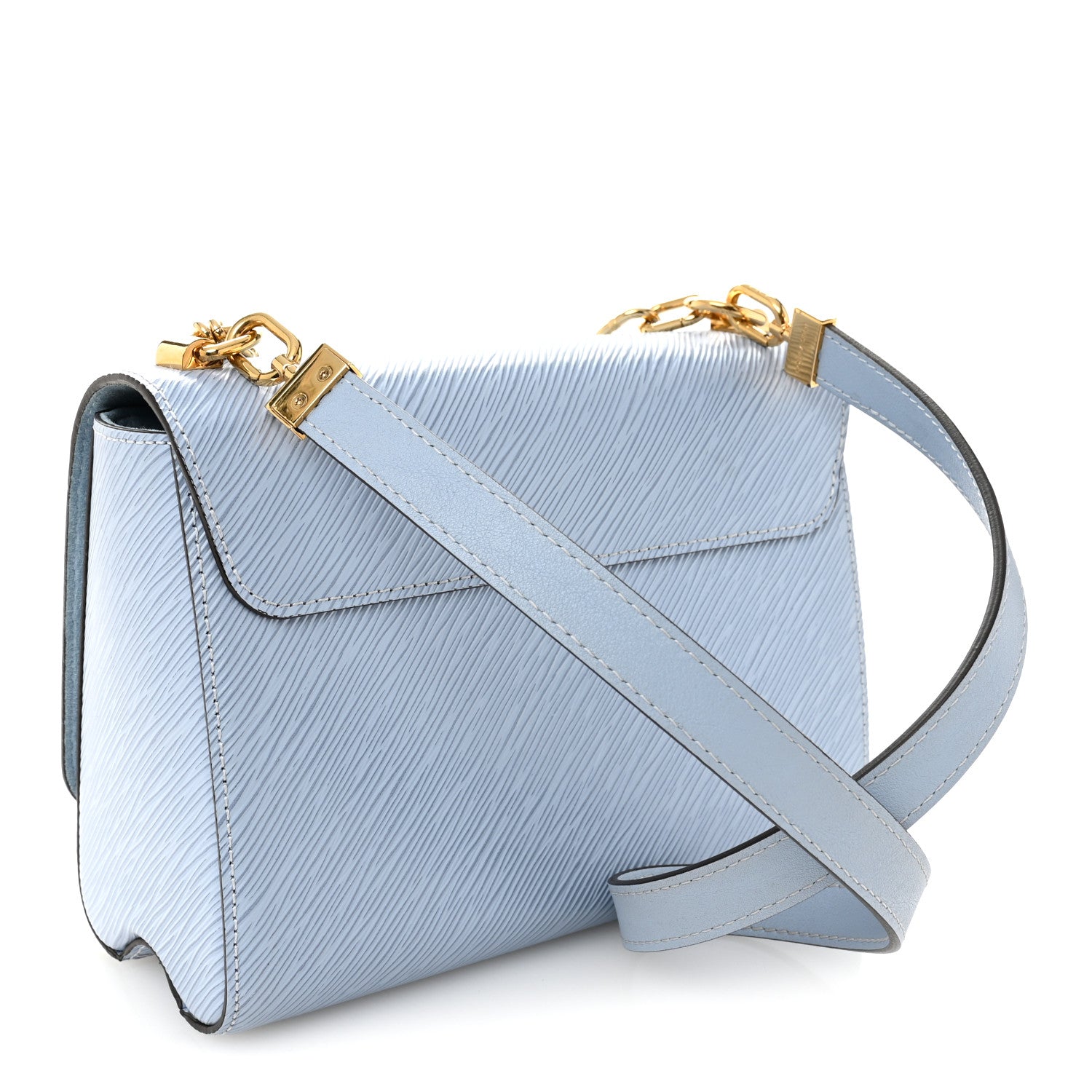 Epi Twist Monogram Flower Chain Shoulder Bag MM Blue