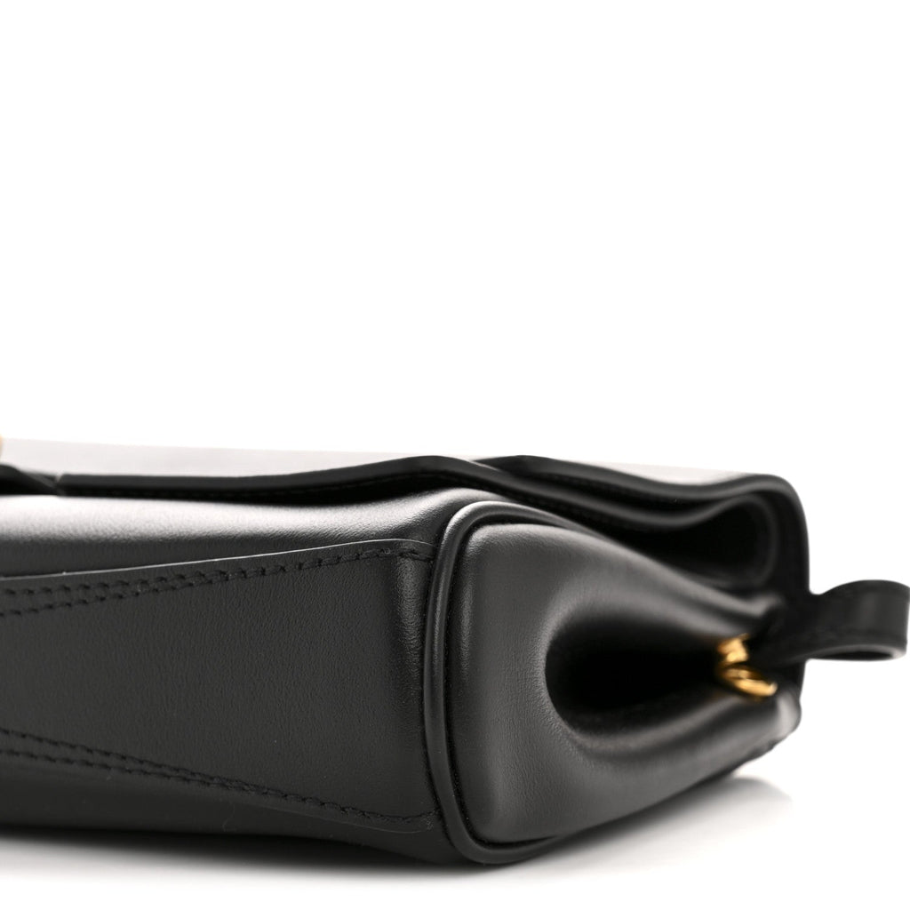 Smooth Calfskin Small Bel Air Clutch On Strap Black