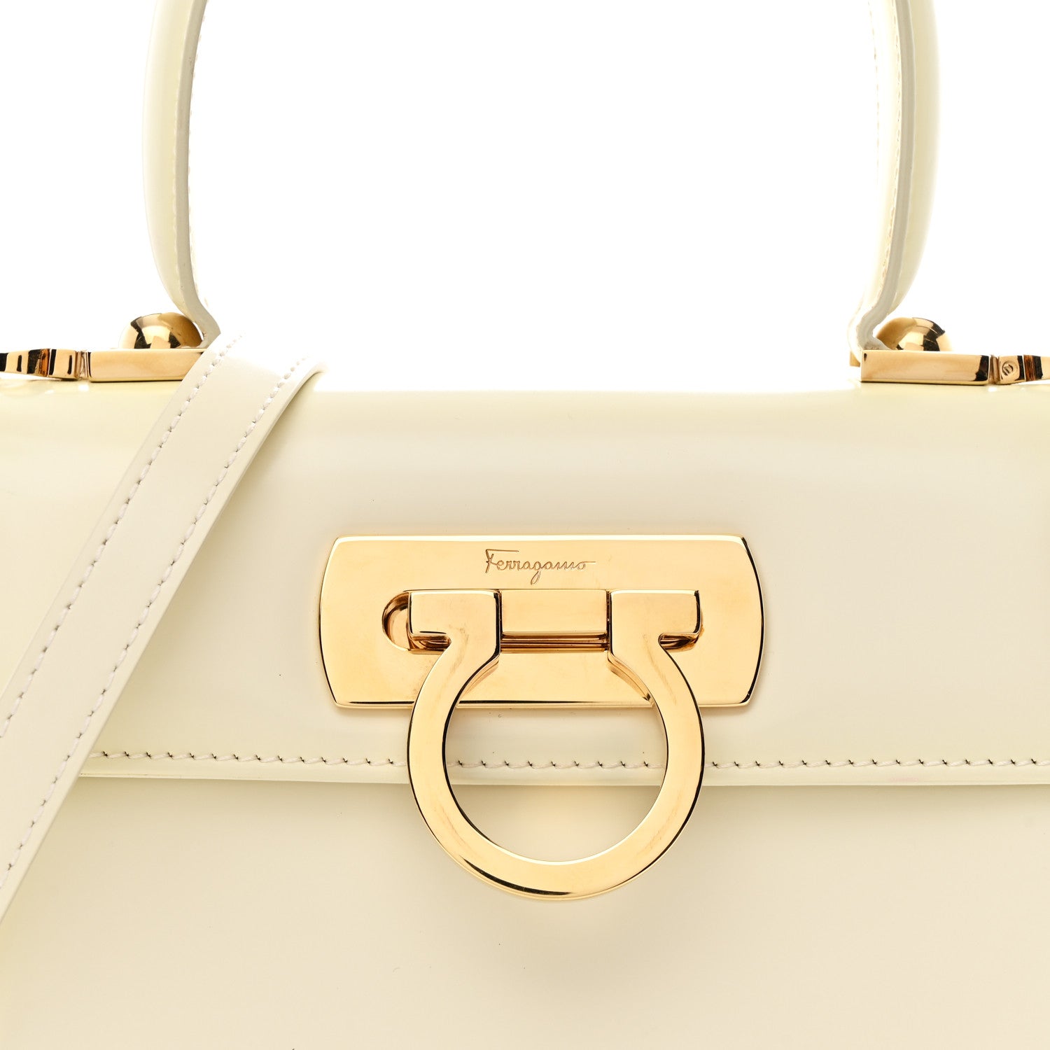 Brushed Off Calfskin Small Iconic Top Handle Bag Magnolia