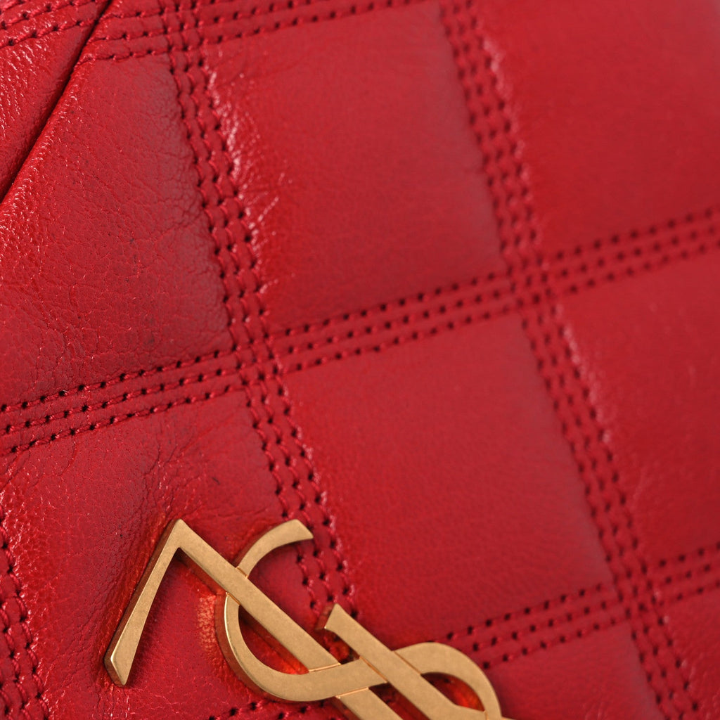 Grained Lambskin Quilted Mini Becky Double Zip Bag Rouge Eros