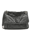 Crinkled Calfskin Matelasse Monogram Medium Niki Chain Satchel Storm