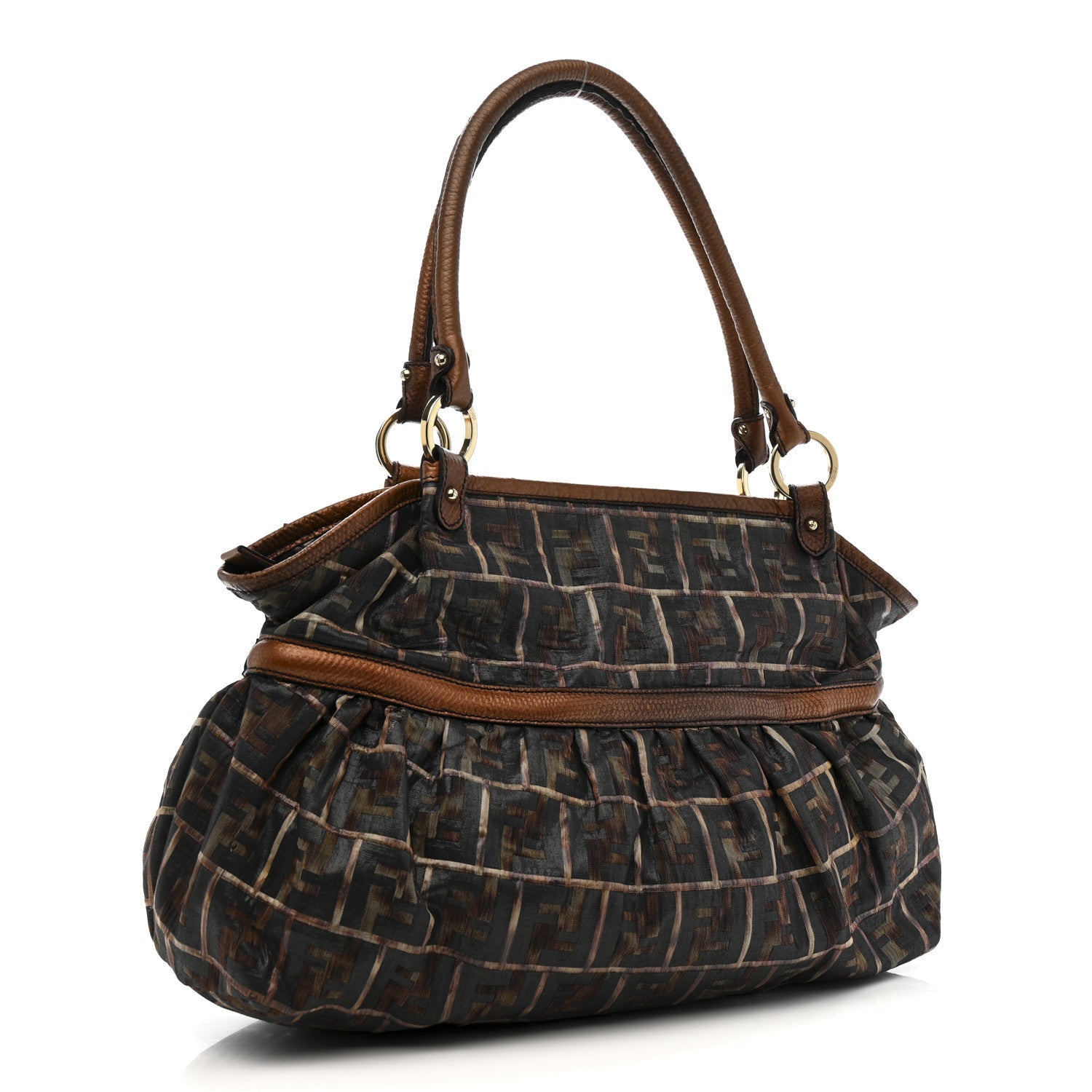 Zucca Calfskin Crocodile Embossed Large Chef Shopper Tote Tobacco