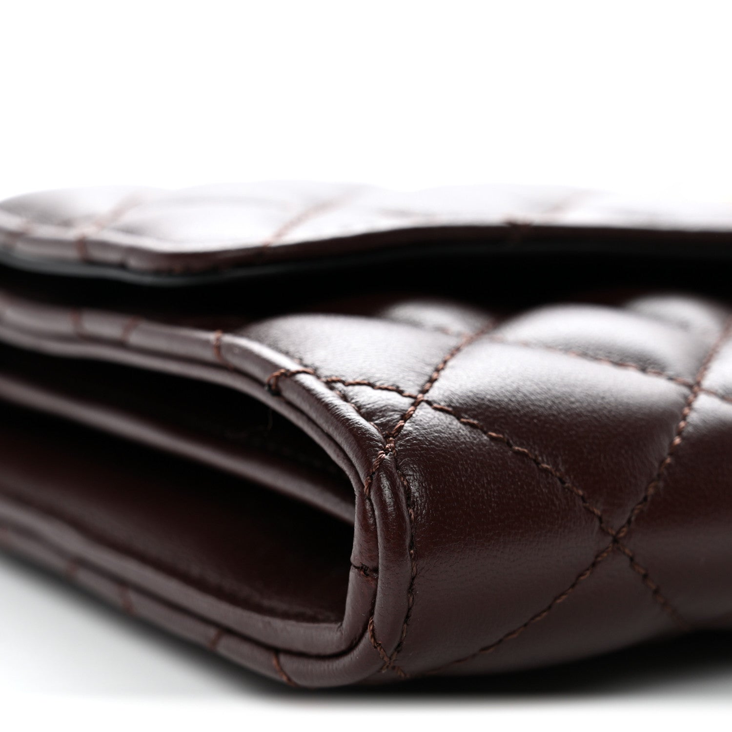 Lambskin Quilted Medusa Wallet On Chain Crossbody Chocolate