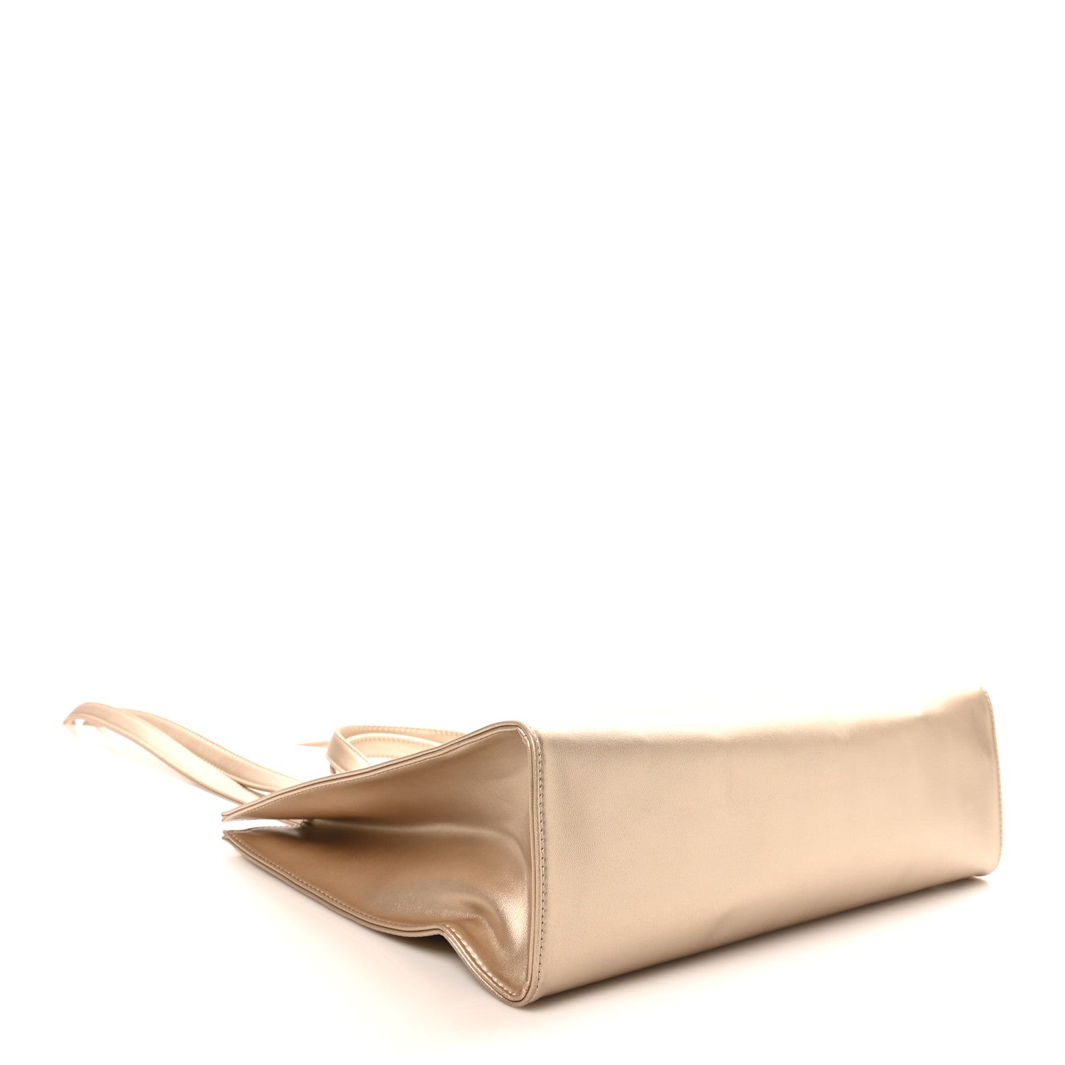 Metallic Vegan Leather Medium Shopping Bag Gold