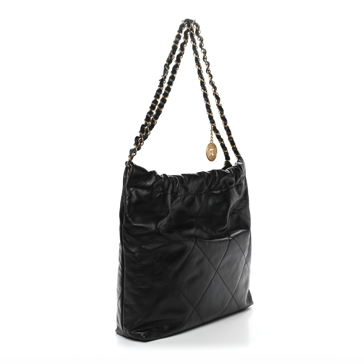 Shiny Calfskin Quilted Small Chanel 22 Black