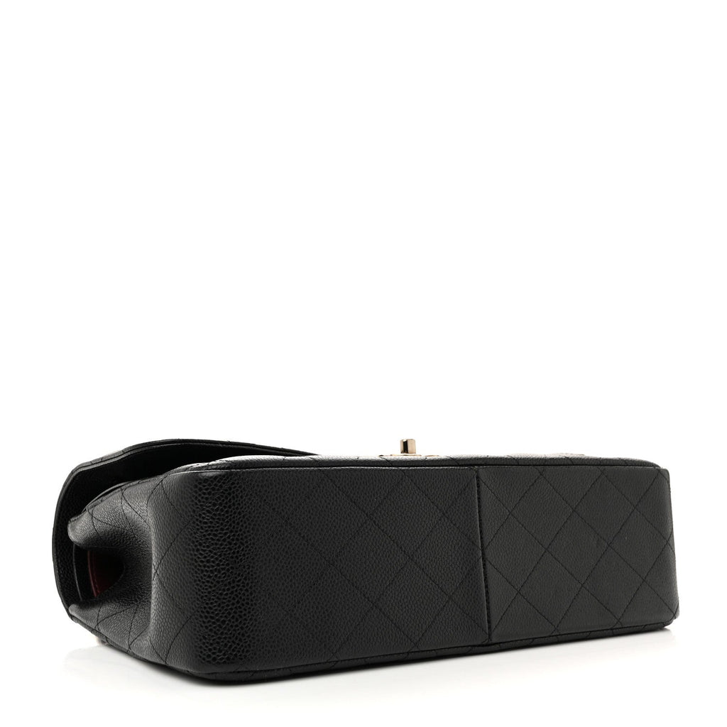 Caviar Quilted Jumbo Double Flap Black
