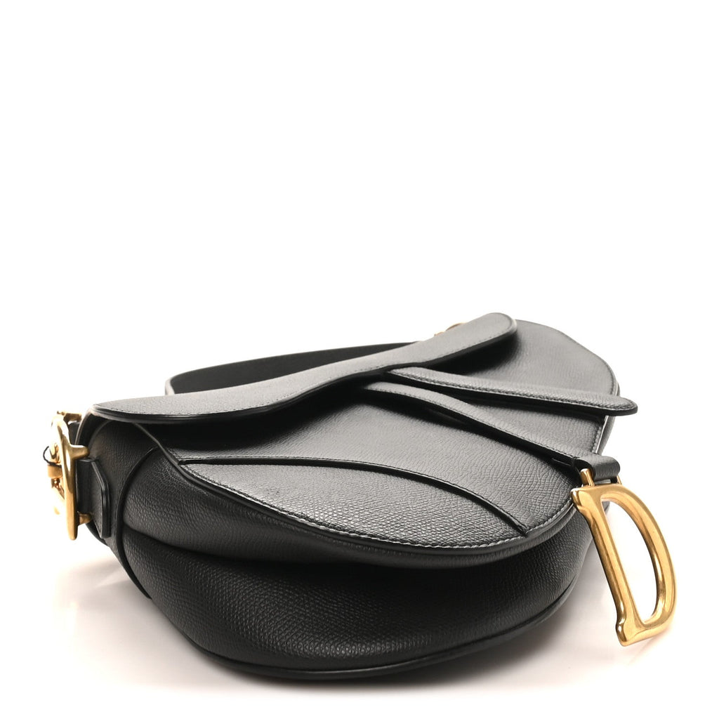 Grained Calfskin Saddle Bag Black