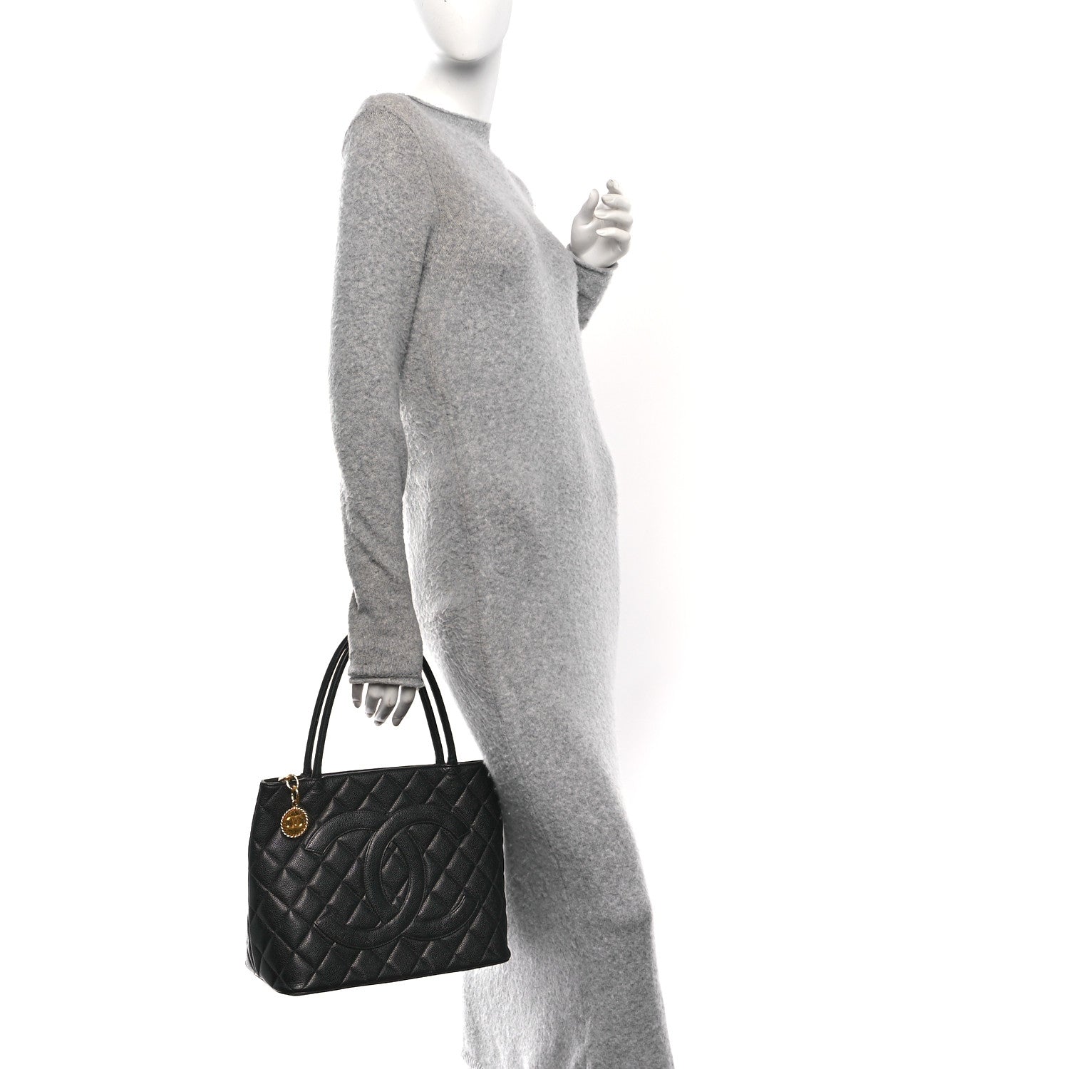Caviar Quilted Medallion Tote Black