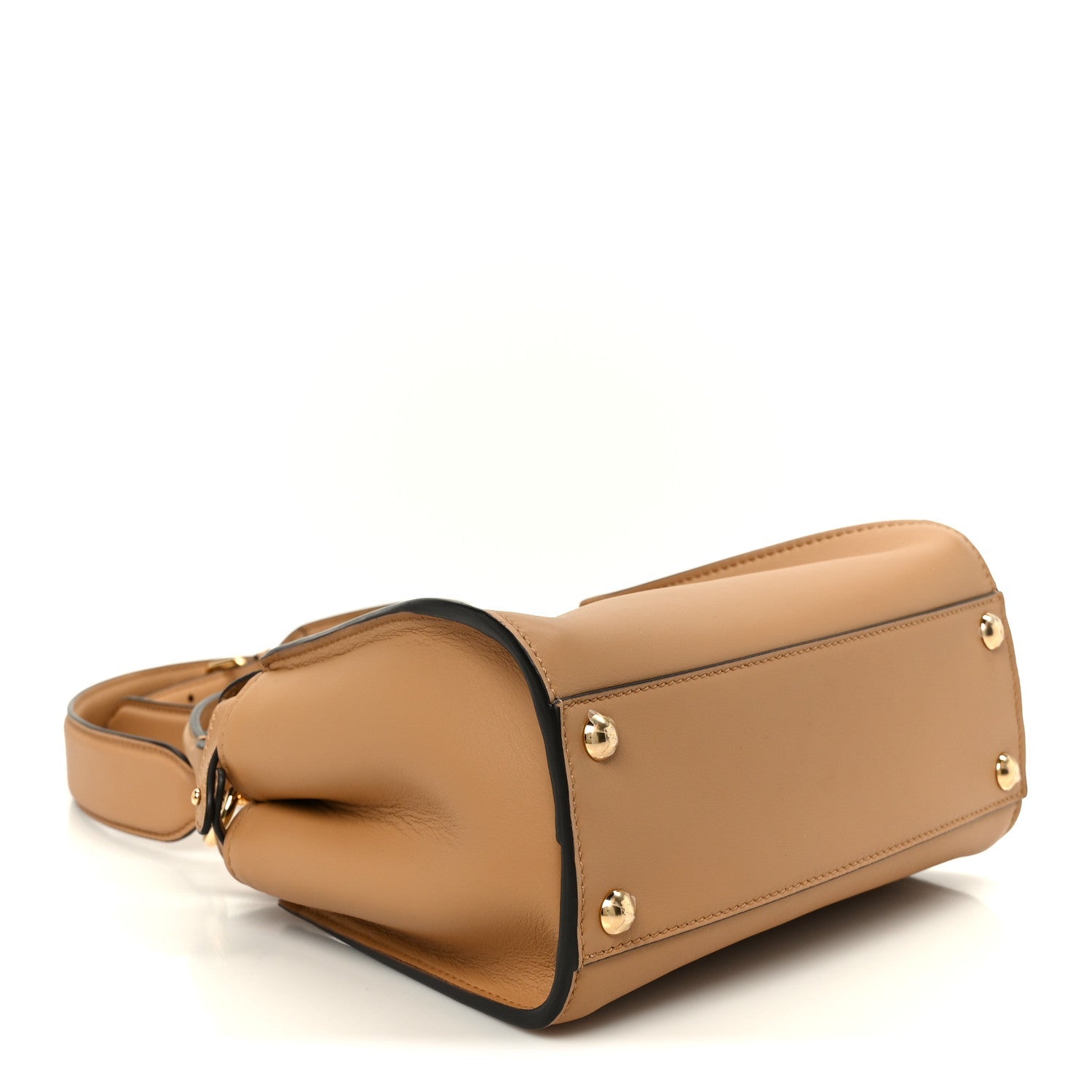 Vitello Seta Canvas FF Embroidered Mini Peekaboo Iconic Satchel Miele Scuro Poudre