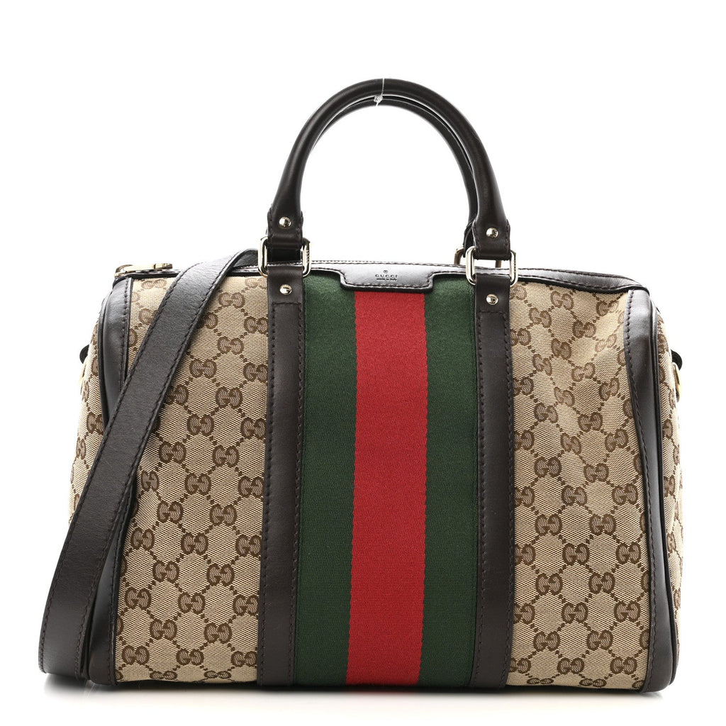 Monogram Selleria Calfskin Vintage Web Medium Boston Dark Brown