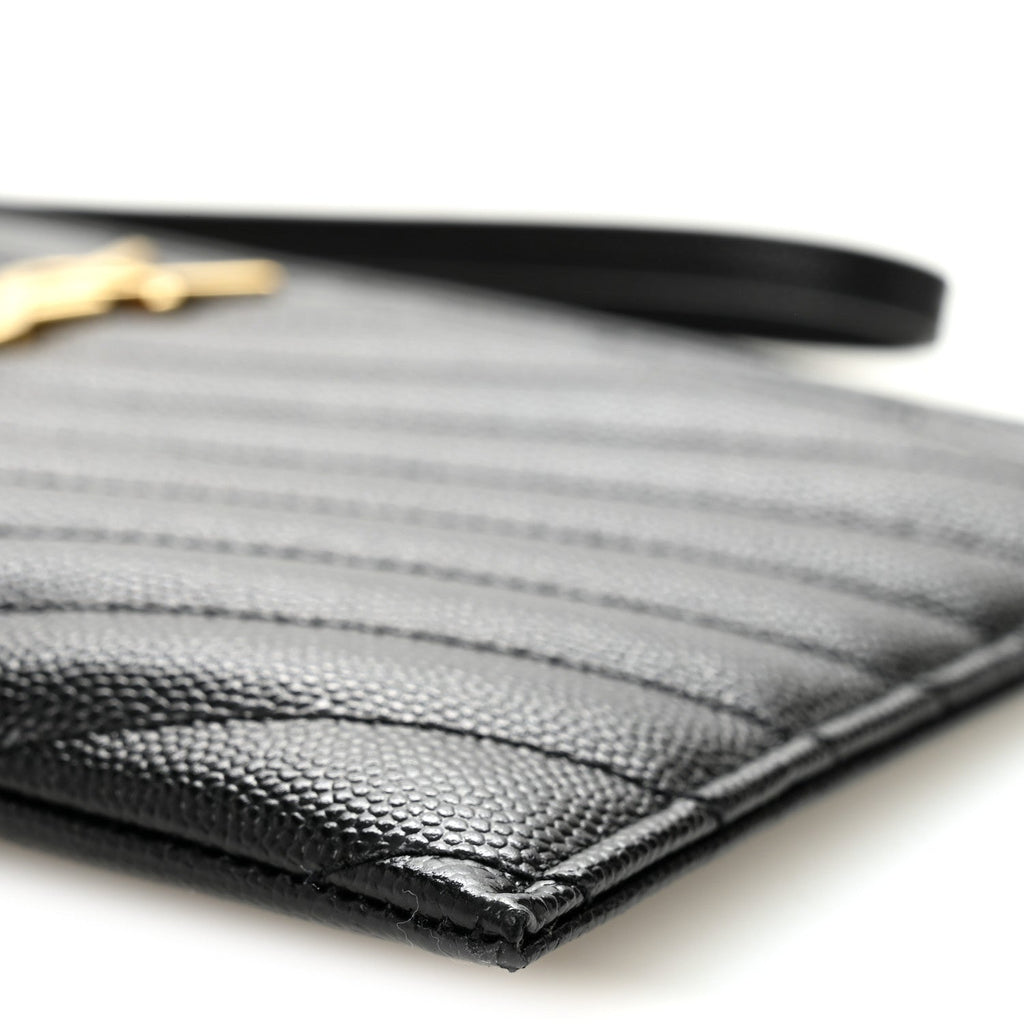 Grain De Poudre Chevron Monogram Large Bill Pouch Black