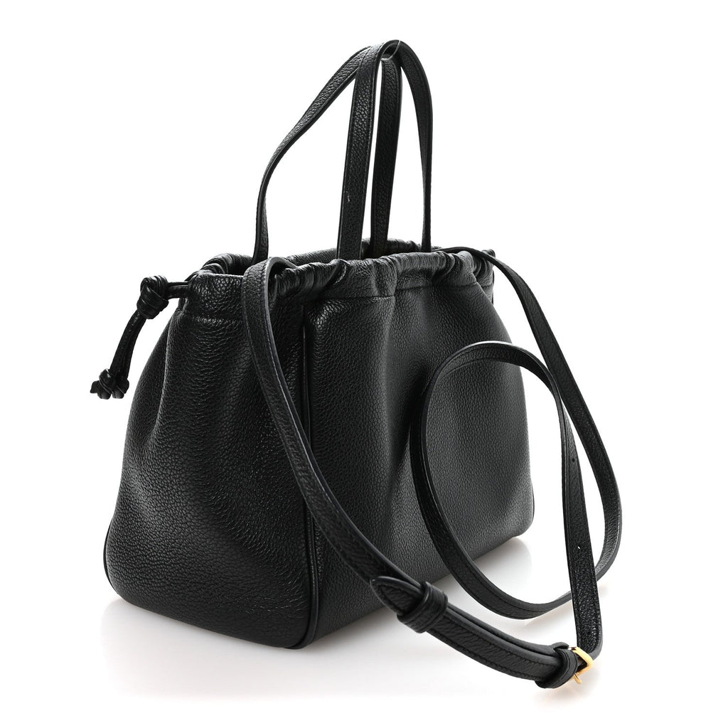 Calfskin Cuir Small Triomphe Cabas Drawstring Black