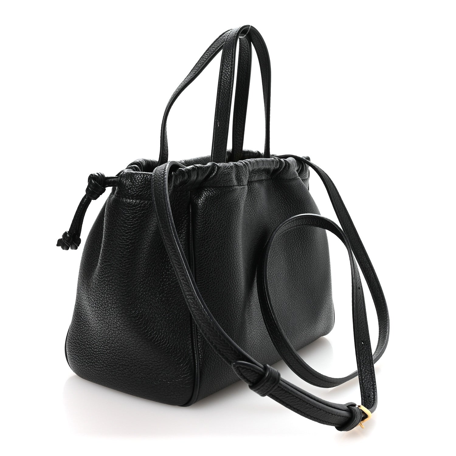 Calfskin Cuir Small Triomphe Cabas Drawstring Black