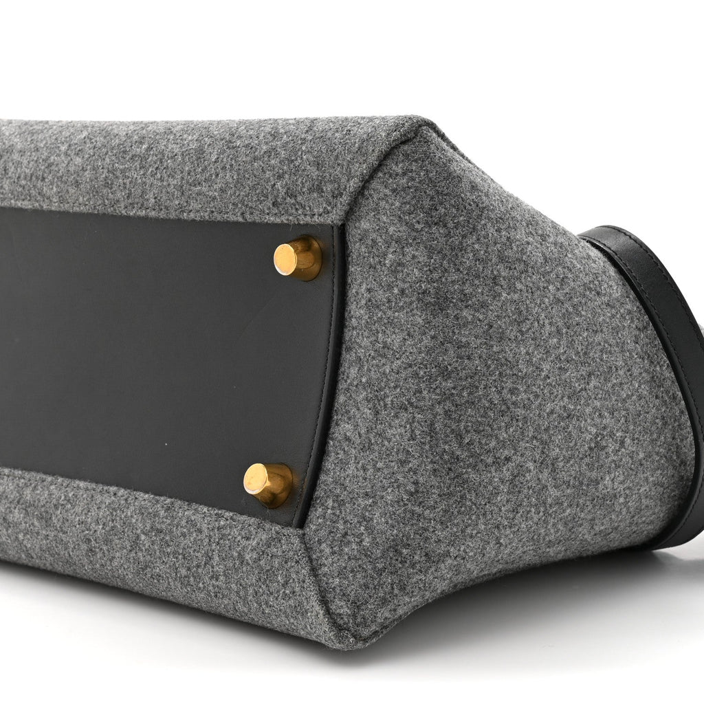 Felt Smooth Calfskin Mini Belt Bag Grey Black