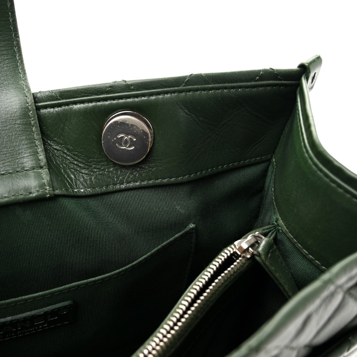 Aged Calfskin Quilted Large Working Vibe Camera Case Khaki