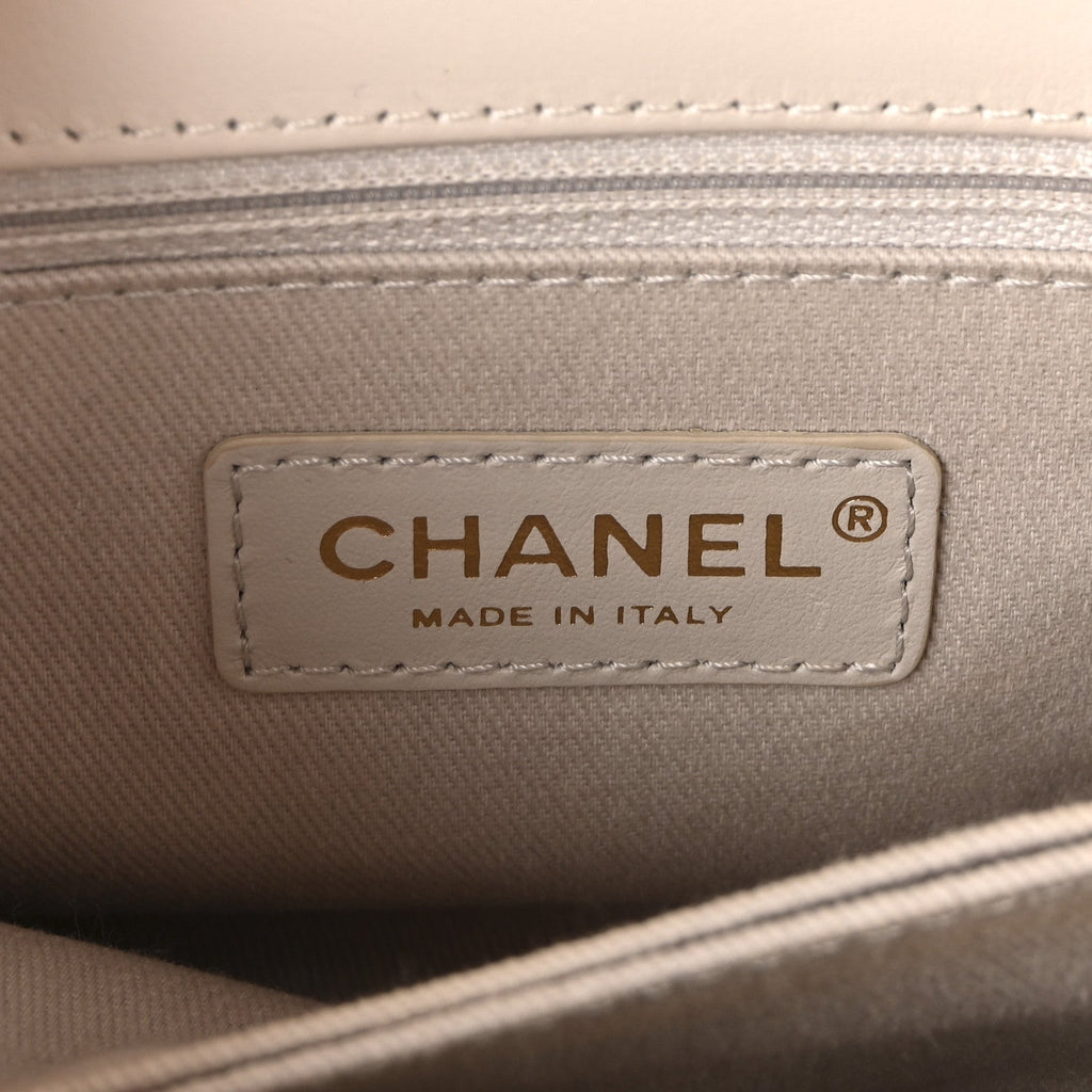 Calfskin Chevron Quilted Mini Coco Handle Flap Rose Pale