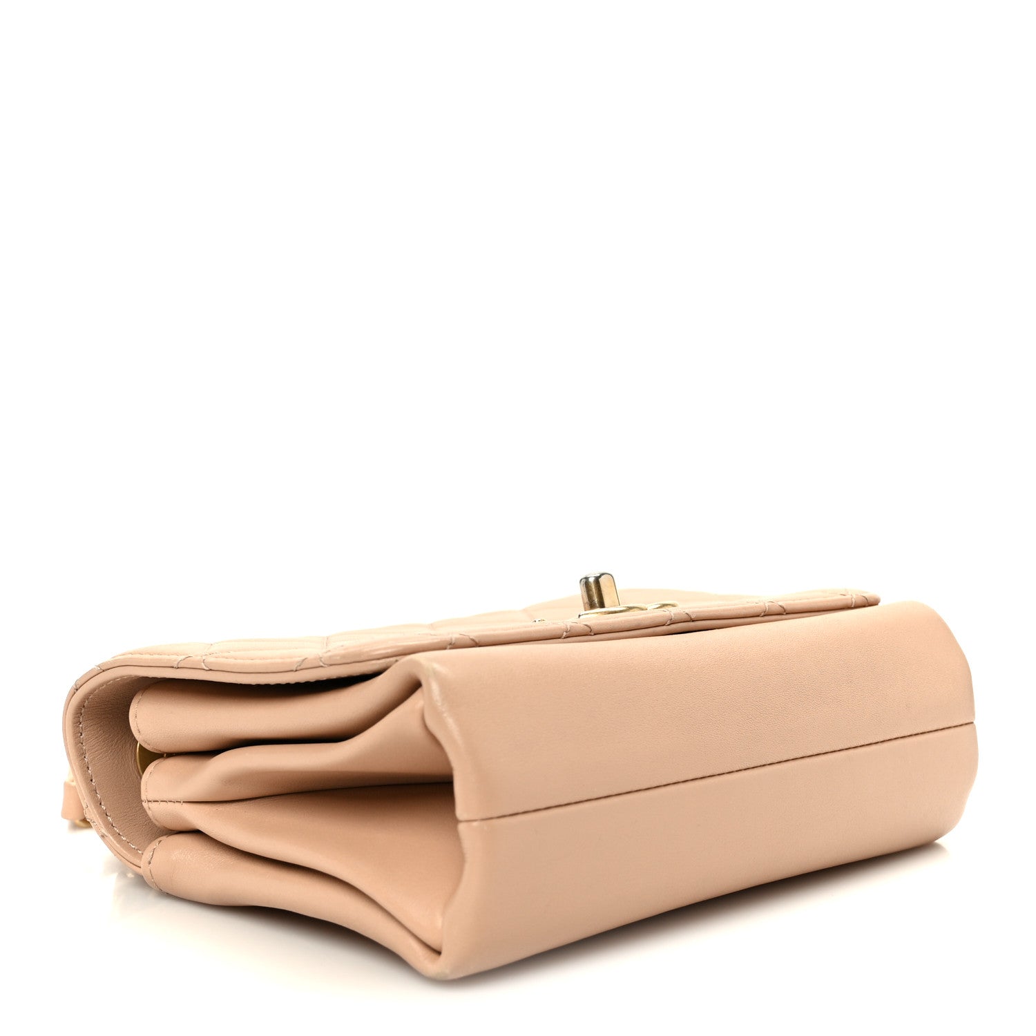 Calfskin Quilted Pearl Jewel Chain Flap Beige