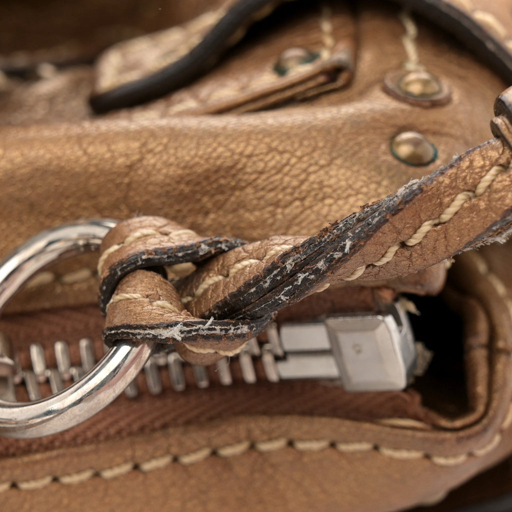 Metallic Calfskin Medium Paddington Satchel Gold