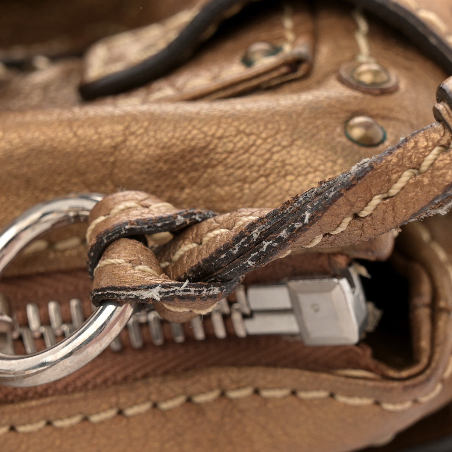 Metallic Calfskin Medium Paddington Satchel Gold