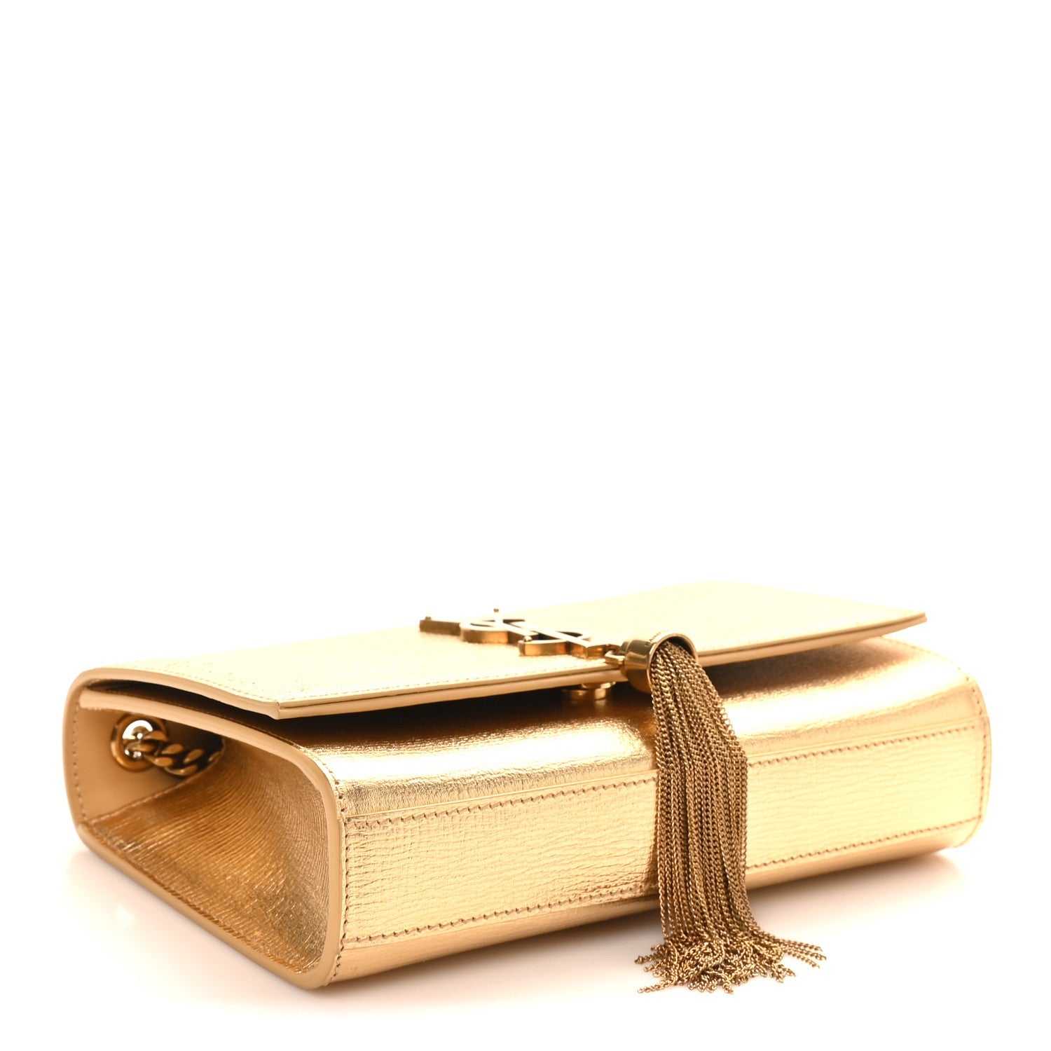 Metallic Calfskin Small Classic Monogram Kate Tassel Satchel Gold