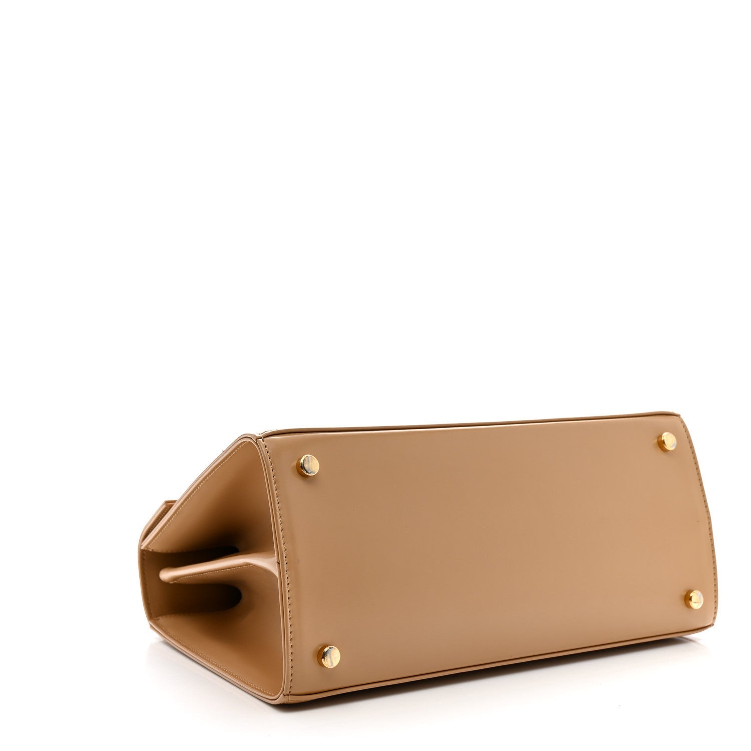 Brushed Off Calfskin Iconic Large Top Handle Bag Camel